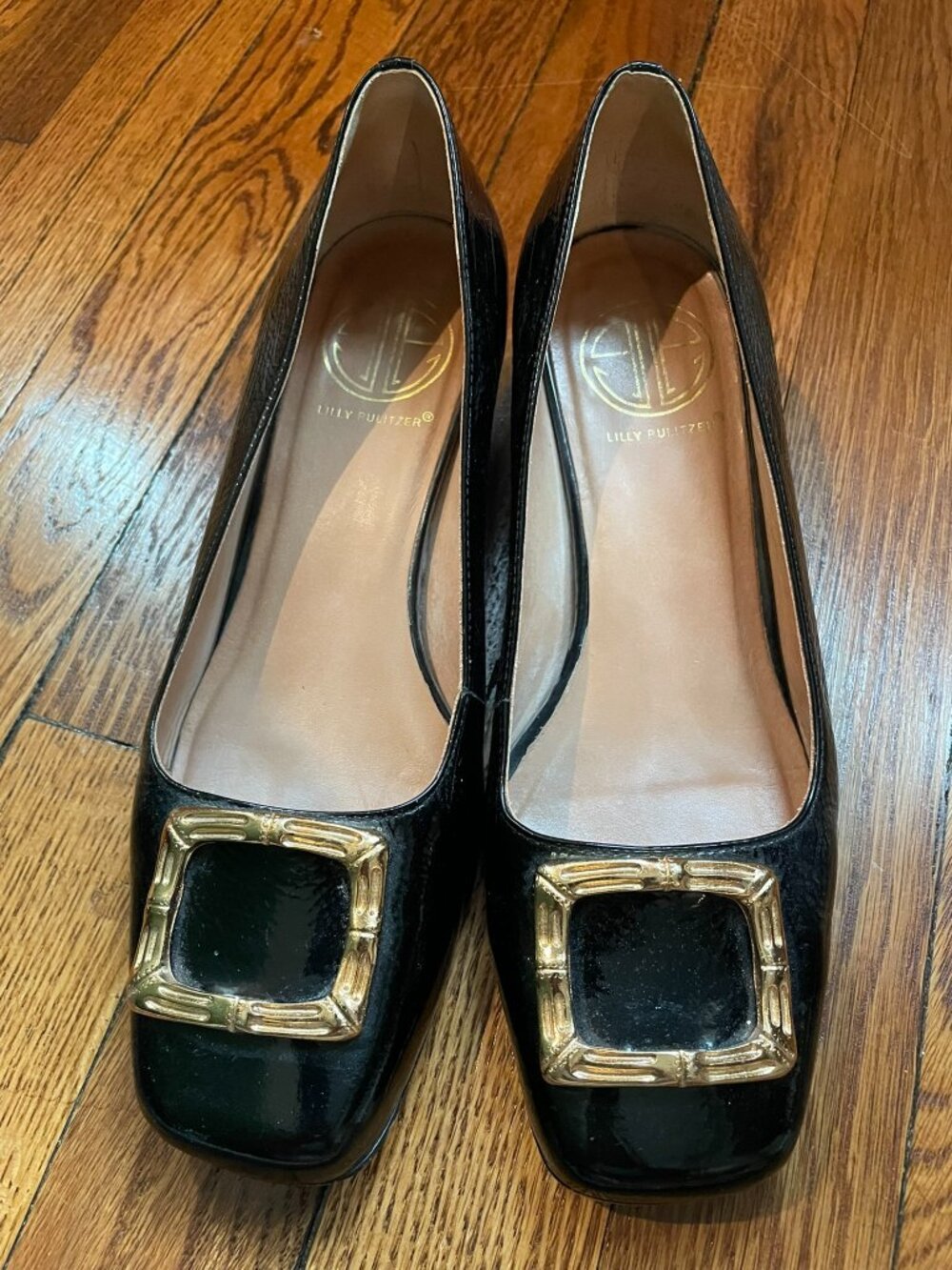 Lilly Pulitzer Via Palm Beach Square Toe with Buckle Patent Leather Shoes Size 7